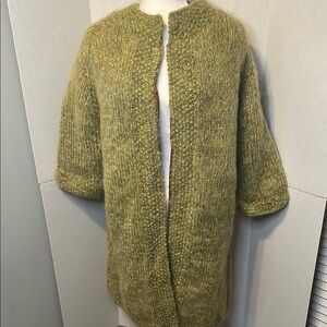 Hand knitted Cardigan Cozy Green Knit Jacket Small-Medium